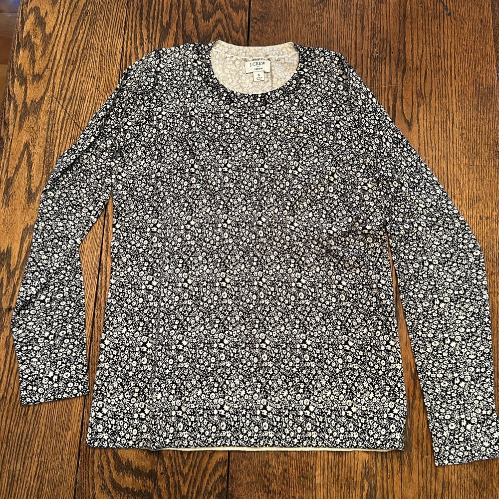 J.Crew Black and White Patterned Knit Top